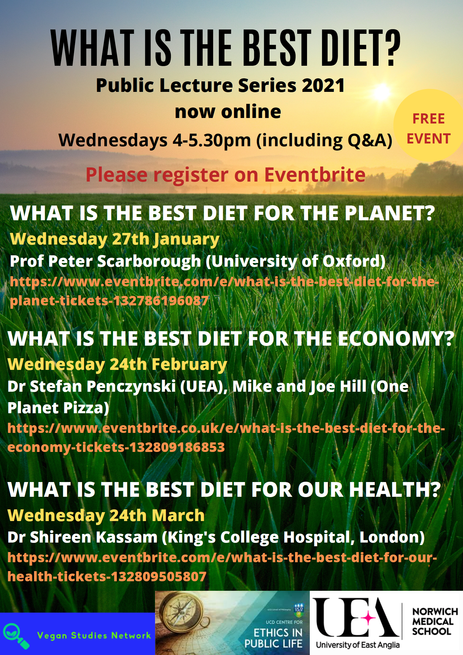 Poster for What is the Best diet public lecture series